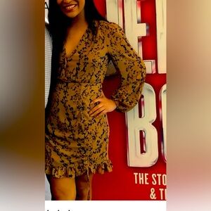 Lulus One True Love Cream Floral Print Ruched Long Sleeve Mini Dress, Size